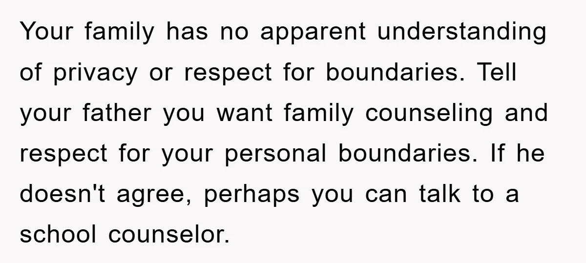 Your family has no apparent understanding of privacy or respect for boundaries. Tell your father you want family counseling and respect for your personal boundaries. If he doesn't agree, perhaps...