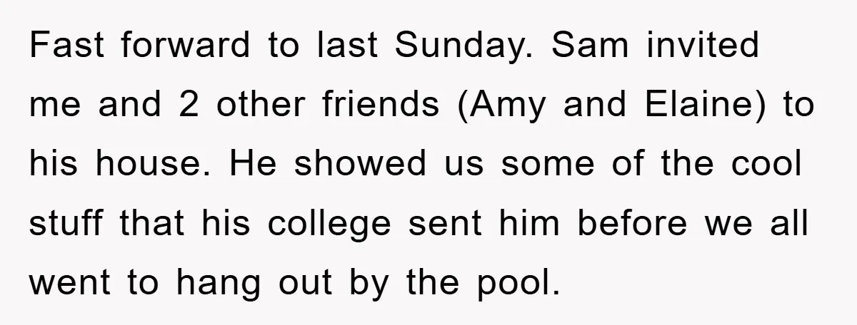 Fast forward to last Sunday. Sam invited me and 2 other friends (Amy and Elaine) to his house. He showed us some of the cool stuff that his college sent...