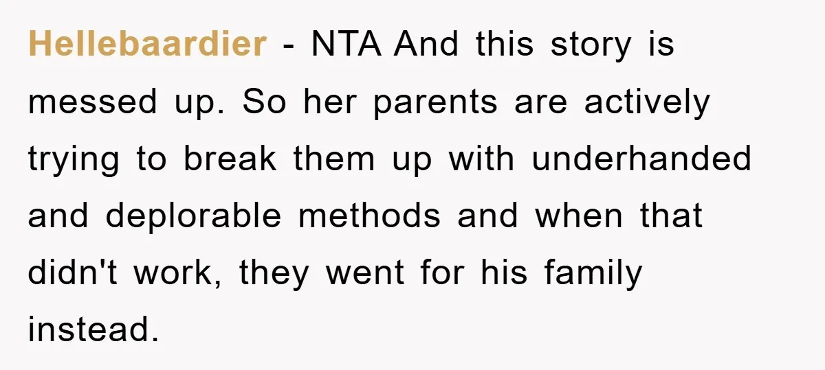 Hellebaardier − NTA And this story is messed up. So her parents are actively trying to break them up with underhanded and deplorable methods and when that didn't work, they...