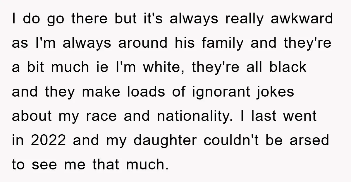 I do go there but it's always really awkward as I'm always around his family and they're a bit much ie I'm white, they're all black and they make loads...