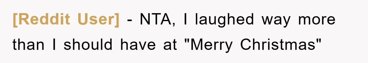 [Reddit User] − NTA, I laughed way more than I should have at "Merry Christmas"