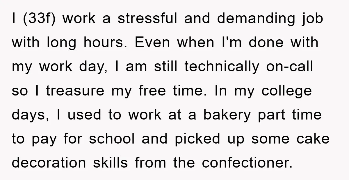 I (33f) work a stressful and demanding job with long hours. Even when I'm done with my work day, I am still technically on-call so I treasure my free time....
