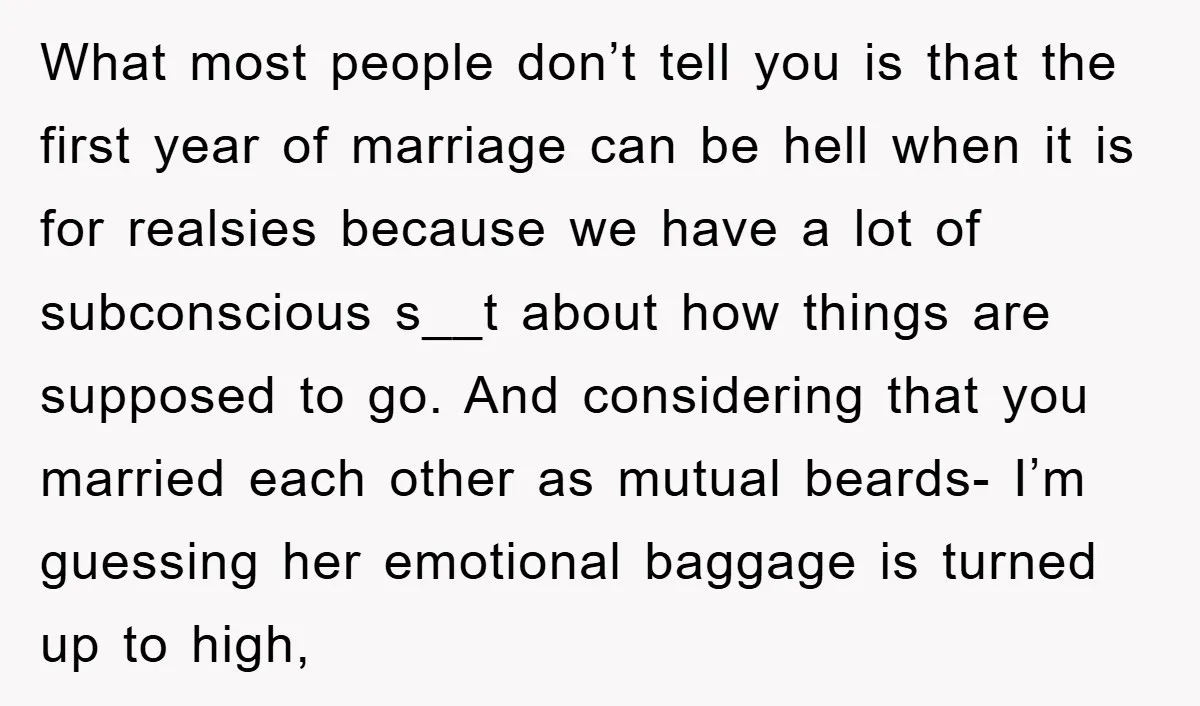 What most people don’t tell you is that the first year of marriage can be hell when it is for realsies because we have a lot of subconscious s__t about...