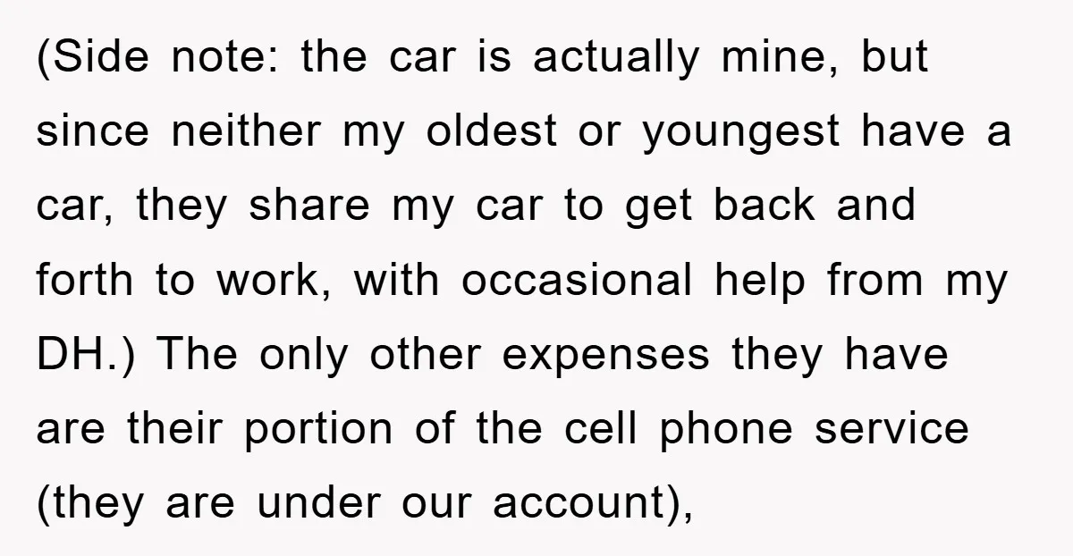 (Side note: the car is actually mine, but since neither my oldest or youngest have a car, they share my car to get back and forth to work, with occasional...