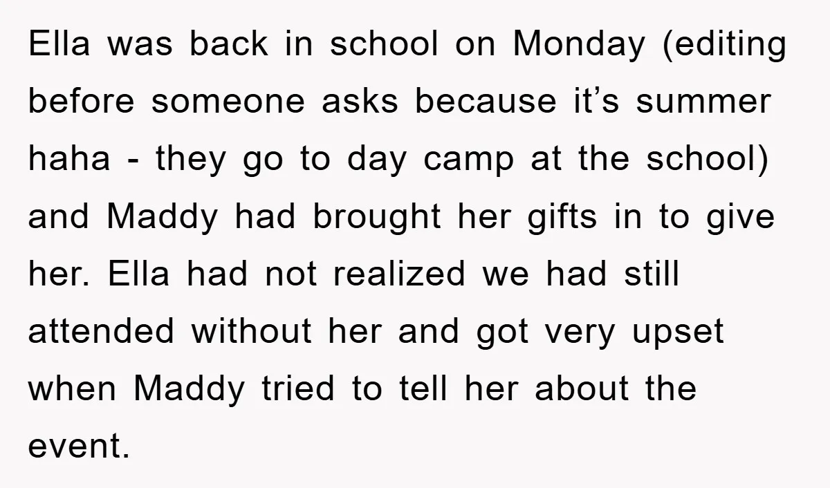 Ella was back in school on Monday (editing before someone asks because it’s summer haha - they go to day camp at the school) and Maddy had brought her gifts...