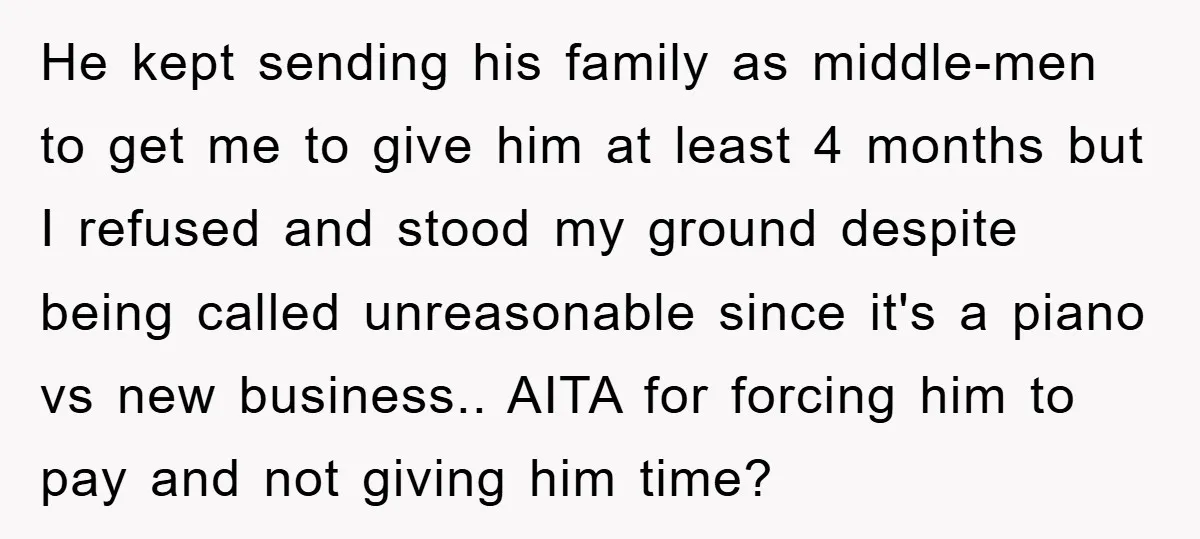 He kept sending his family as middle-men to get me to give him at least 4 months but I refused and stood my ground despite being called unreasonable since it's...