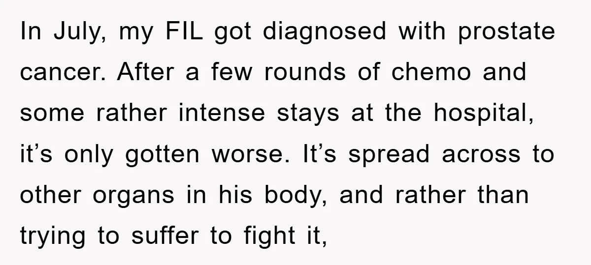 In July, my FIL got diagnosed with prostate cancer. After a few rounds of chemo and some rather intense stays at the hospital, it’s only gotten worse. It’s spread across...