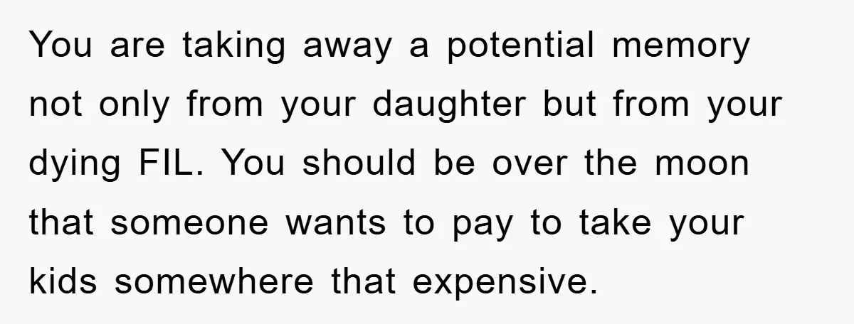 You are taking away a potential memory not only from your daughter but from your dying FIL. You should be over the moon that someone wants to pay to take...