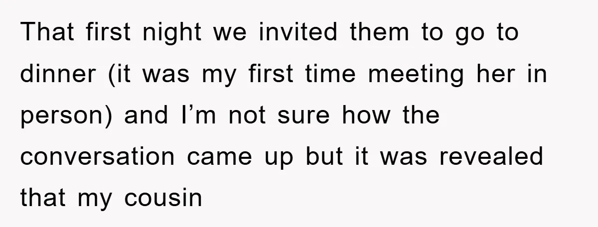 That first night we invited them to go to dinner (it was my first time meeting her in person) and I’m not sure how the conversation came up but it...