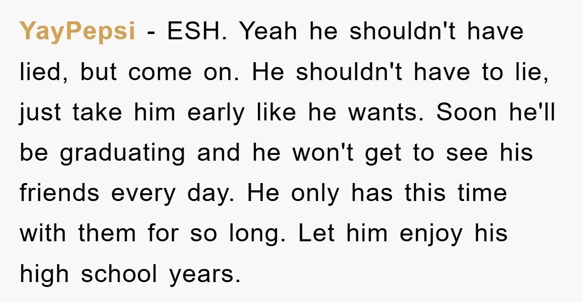 YayPepsi − ESH. Yeah he shouldn't have lied, but come on. He shouldn't have to lie, just take him early like he wants. Soon he'll be graduating and he won't...