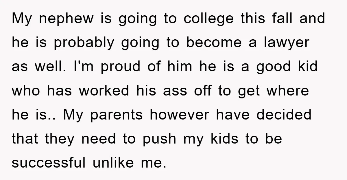 My nephew is going to college this fall and he is probably going to become a lawyer as well. I'm proud of him he is a good kid who has...