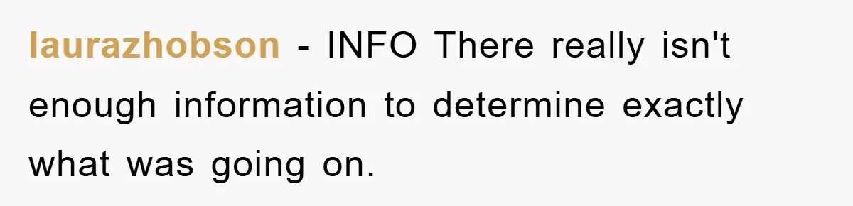 laurazhobson − INFO There really isn't enough information to determine exactly what was going on.