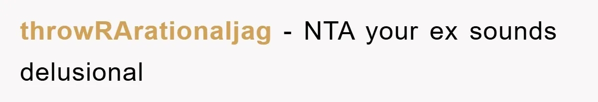 throwRArationaljag − NTA your ex sounds delusional