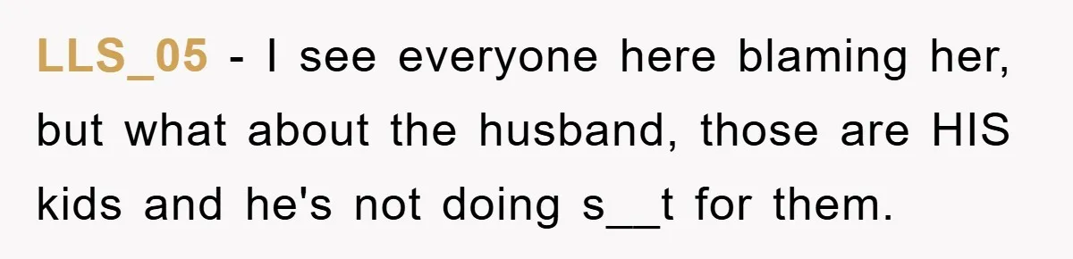 LLS_05 − I see everyone here blaming her, but what about the husband, those are HIS kids and he's not doing s__t for them.