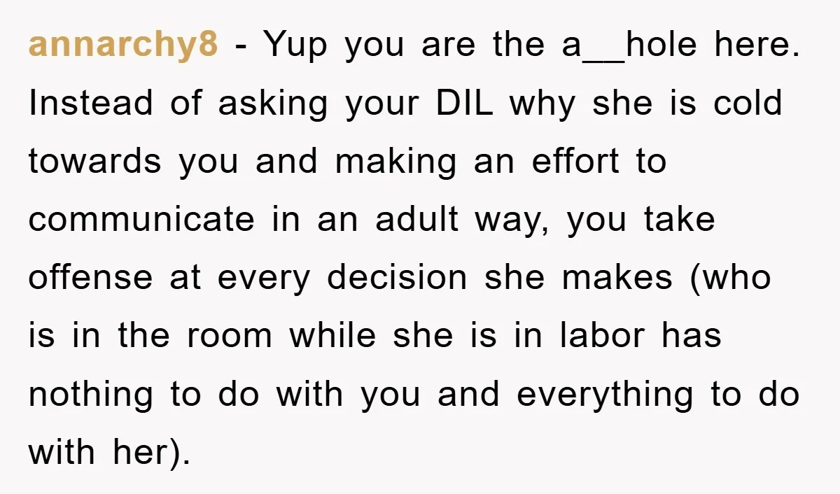 annarchy8 − Yup you are the a__hole here. Instead of asking your DIL why she is cold towards you and making an effort to communicate in an adult way, you...