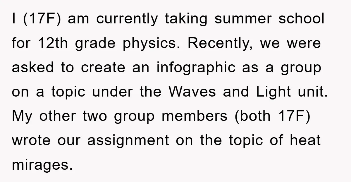 I (17F) am currently taking summer school for 12th grade physics. Recently, we were asked to create an infographic as a group on a topic under the Waves and Light...