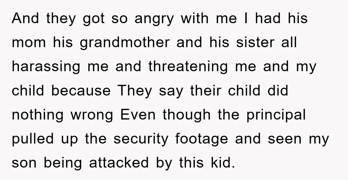 And they got so angry with me I had his mom his grandmother and his sister all harassing me and threatening me and my child because They say their child...