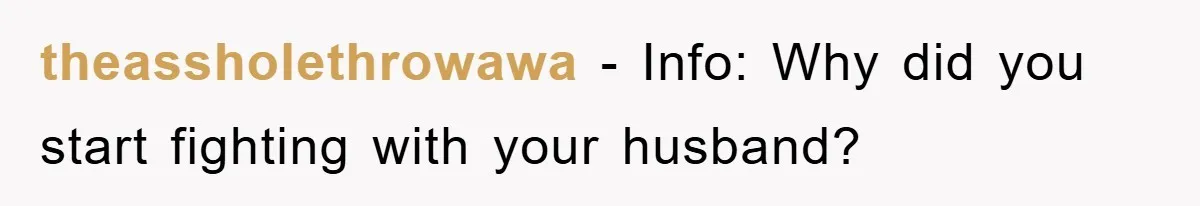 theassholethrowawa − Info: Why did you start fighting with your husband?