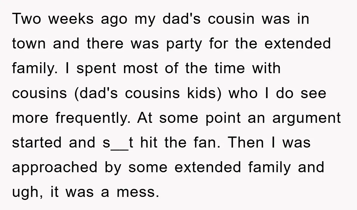 Two weeks ago my dad's cousin was in town and there was party for the extended family. I spent most of the time with cousins (dad's cousins kids) who I...