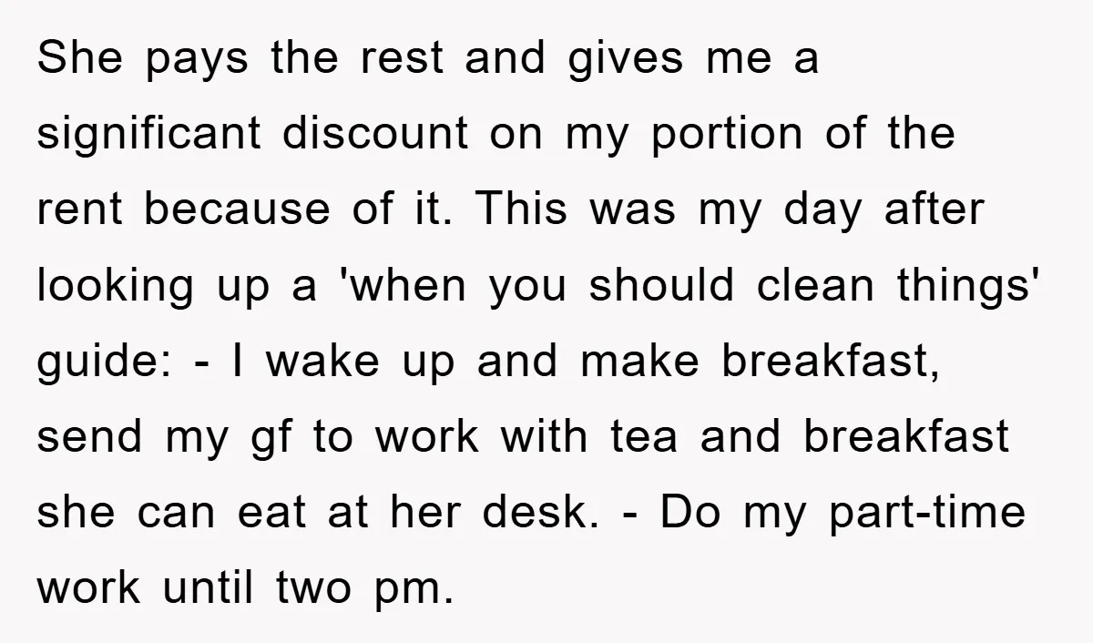 She pays the rest and gives me a significant discount on my portion of the rent because of it. This was my day after looking up a 'when you should...