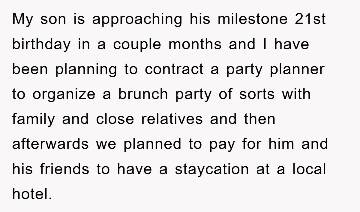 My son is approaching his milestone 21st birthday in a couple months and I have been planning to contract a party planner to organize a brunch party of sorts with...