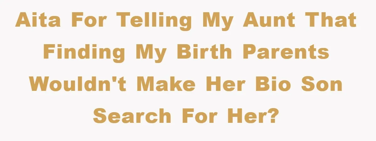 AITA for telling my aunt that finding my birth parents wouldn't make her bio son search for her?