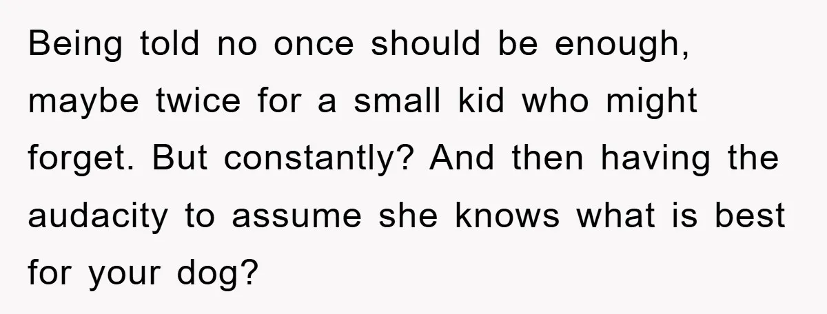Being told no once should be enough, maybe twice for a small kid who might forget. But constantly? And then having the audacity to assume she knows what is best...