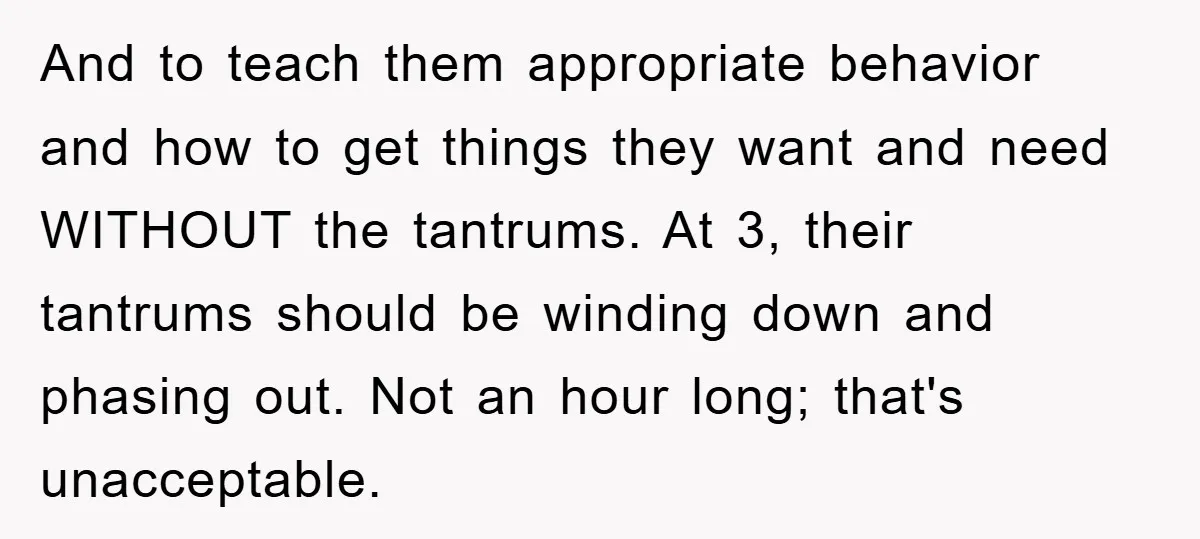 And to teach them appropriate behavior and how to get things they want and need WITHOUT the tantrums. At 3, their tantrums should be winding down and phasing out. Not...