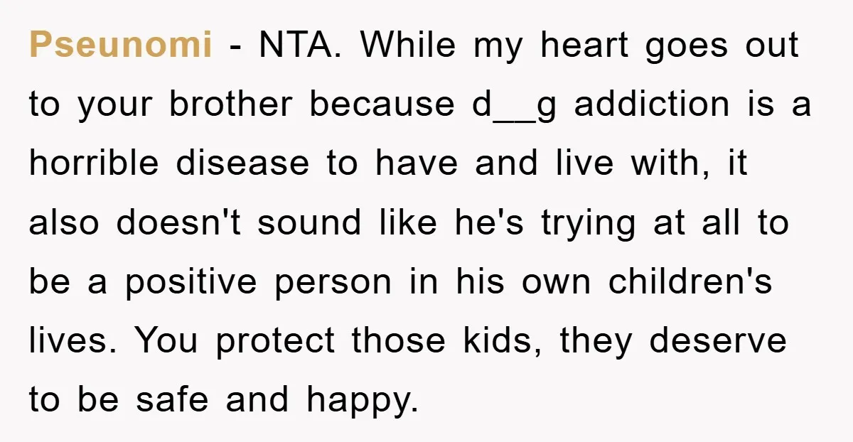 Pseunomi - NTA. While my heart goes out to your brother because d__g addiction is a horrible disease to have and live with, it also doesn't sound like he's trying...