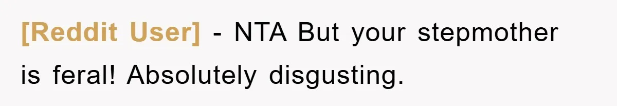 [Reddit User] − NTA But your stepmother is feral! Absolutely disgusting.