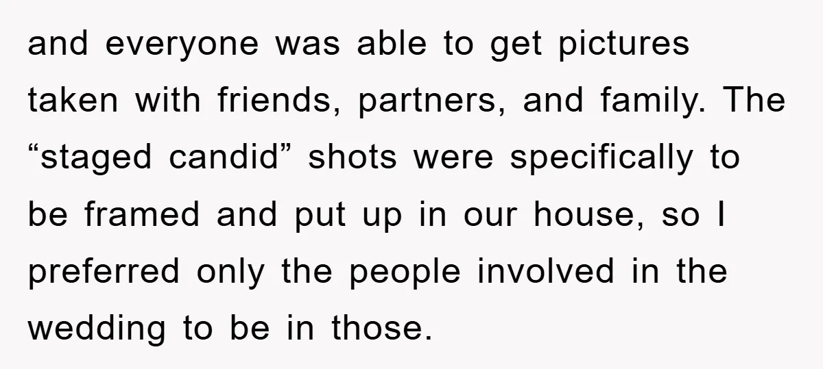 and everyone was able to get pictures taken with friends, partners, and family. The “staged candid” shots were specifically to be framed and put up in our house, so I...