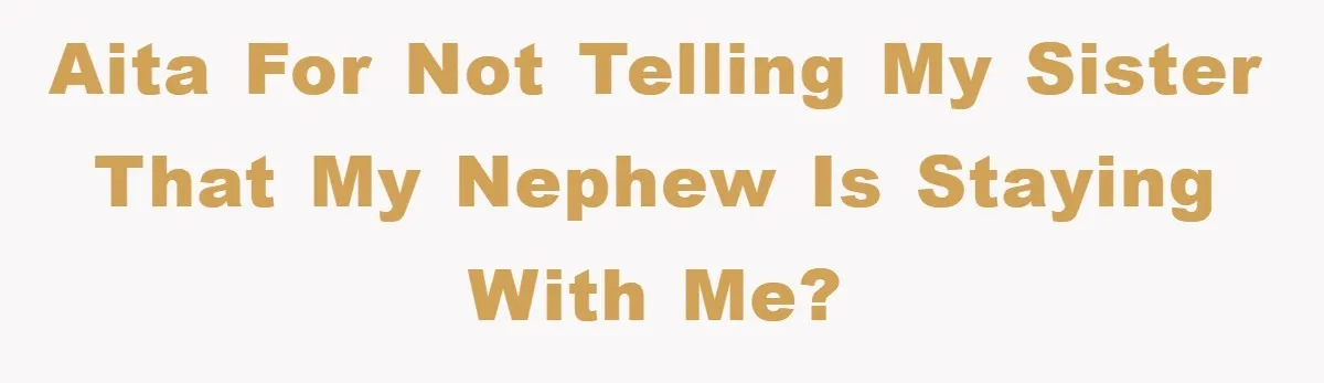 AITA for not telling my sister that my nephew is staying with me?