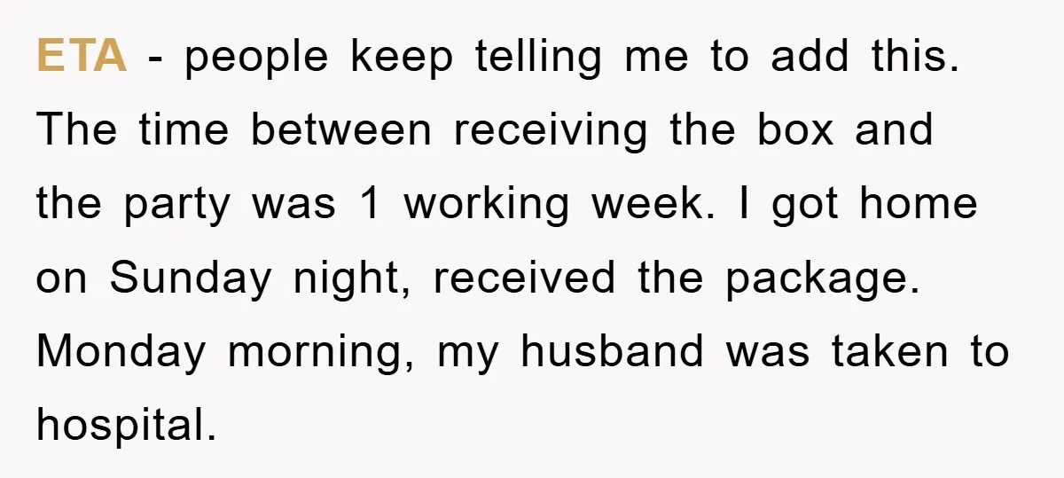ETA - people keep telling me to add this. The time between receiving the box and the party was 1 working week. I got home on Sunday night, received the...
