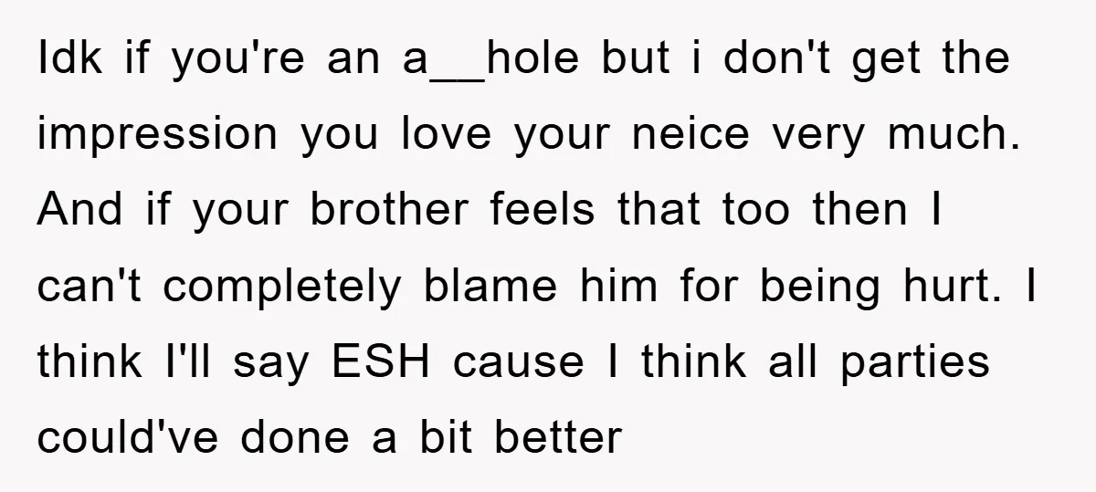 Idk if you're an a__hole but i don't get the impression you love your neice very much. And if your brother feels that too then I can't completely blame him...