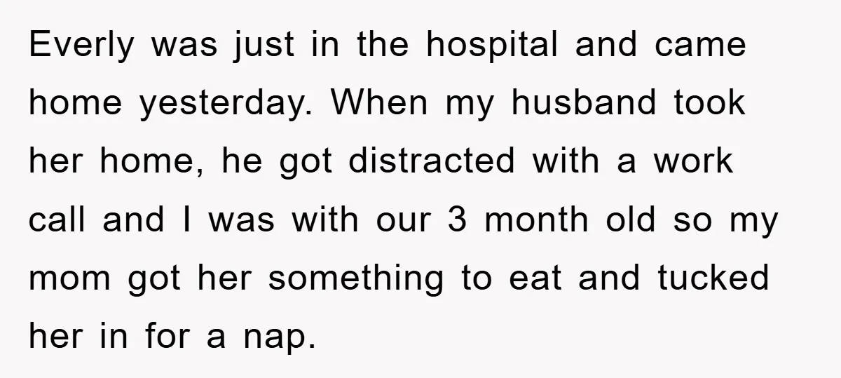 Everly was just in the hospital and came home yesterday. When my husband took her home, he got distracted with a work call and I was with our 3 month...