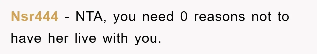 Nsr444 − NTA, you need 0 reasons not to have her live with you.