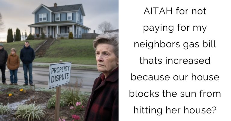AITAH for not paying for my neighbors gas bill thats increased because our house blocks the sun from hitting her house?
