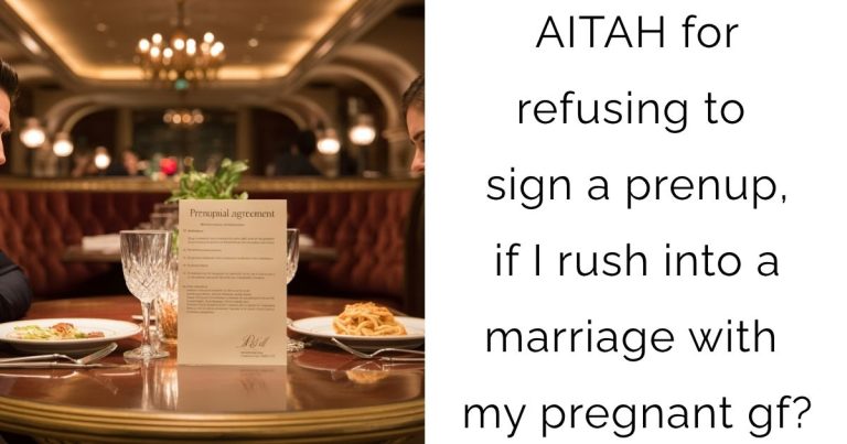 AITAH for refusing to sign a prenup, if I rush into a marriage with my pregnant gf?