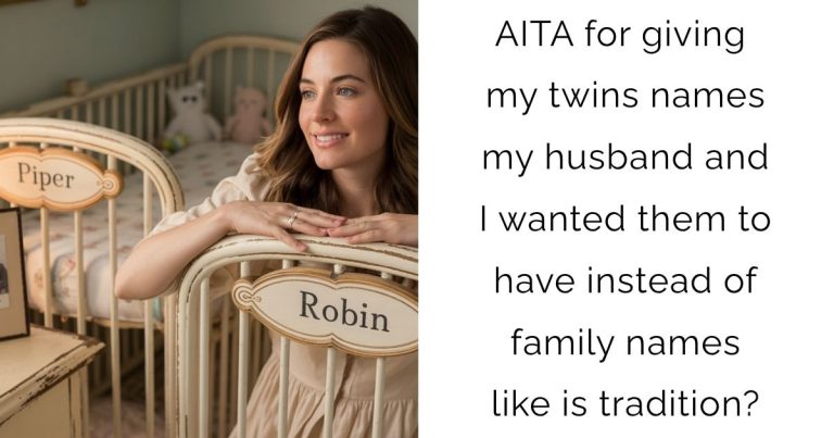 AITA for giving my twins names my husband and I wanted them to have instead of family names like is tradition?