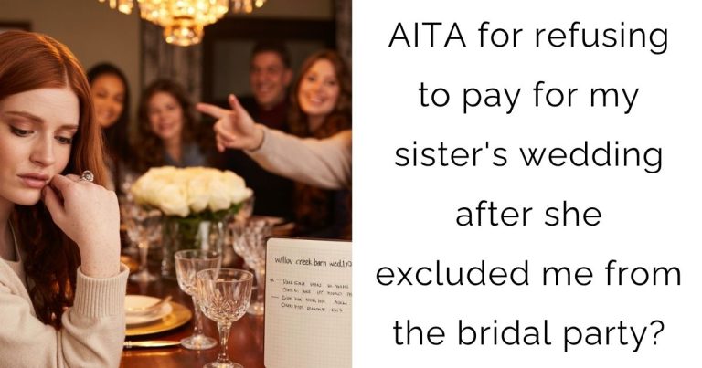 AITA for refusing to pay for my sister’s wedding after she excluded me from the bridal party?