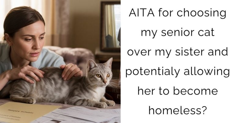 AITA for choosing my senior cat over my sister and potentialy allowing her to become homeless?