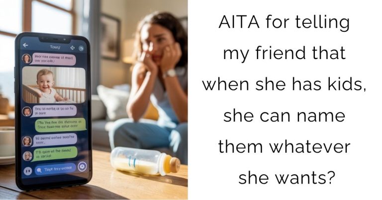 AITA for telling my friend that when she has kids, she can name them whatever she wants?