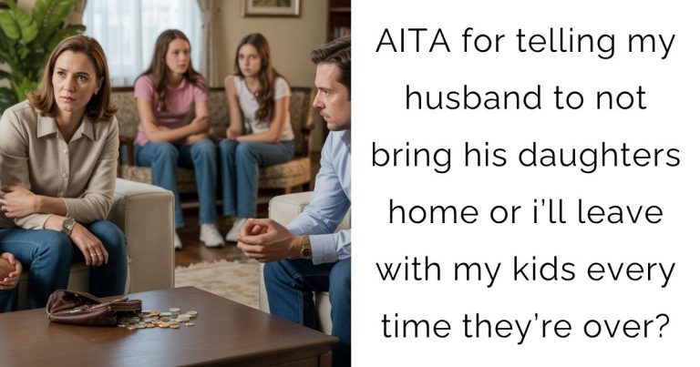 AITA for telling my husband to not bring his daughters home or i’ll leave with my kids every time they’re over?