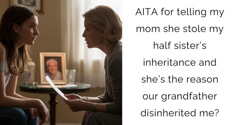 AITA for telling my mom she stole my half sister’s inheritance and she’s the reason our grandfather disinherited me?