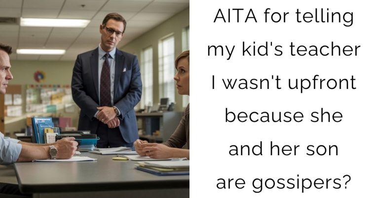 AITA for telling my kid’s teacher I wasn’t upfront because she and her son are gossipers?