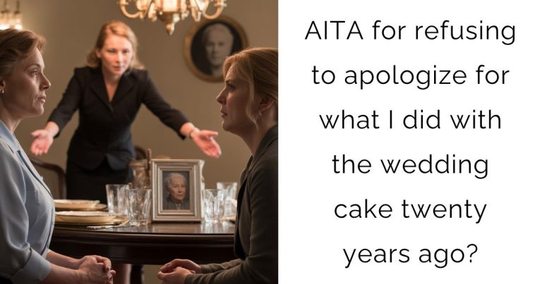 AITA for refusing to apologize for what I did with the wedding cake twenty years ago?