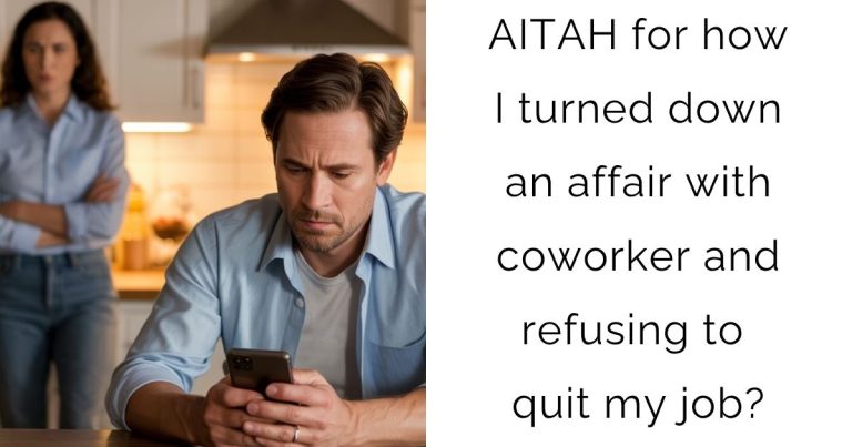 AITAH for how I turned down an affair with coworker and refusing to quit my job?