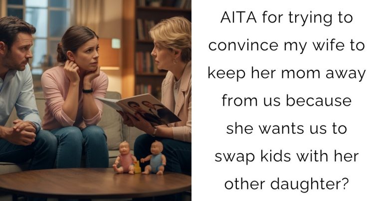 AITA for trying to convince my wife to keep her mom away from us because she wants us to swap kids with her other daughter?