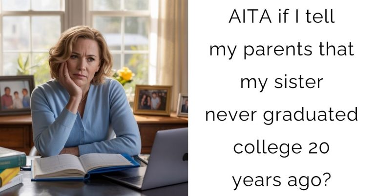 AITA if I tell my parents that my sister never graduated college 20 years ago?
