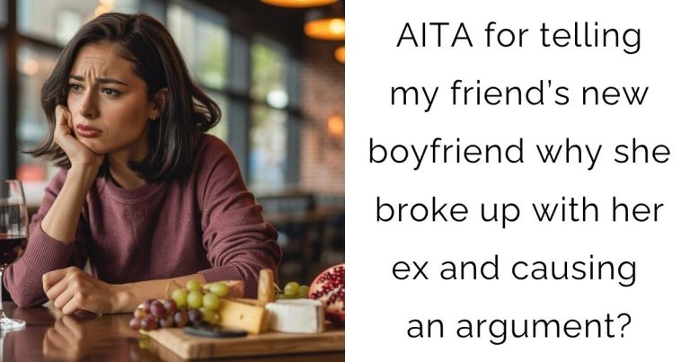 AITA for telling my friend’s new boyfriend why she broke up with her ex and causing an argument?
